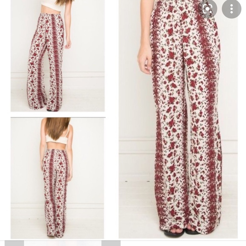 Brandy Melville Floral Rose Alexah Wide Leg Pant